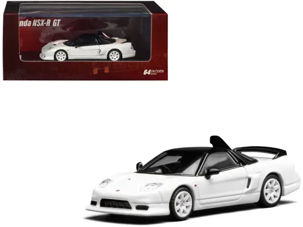 Honda NSX-R GT RHD (Right Hand Drive) Championship White with Black Top "Intern 64" Series 1/64 Diecast Model Car by MotorHelix #1