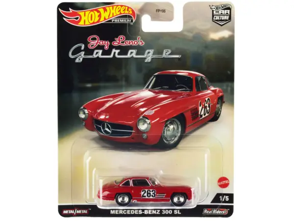 Mercedes-Benz 300 SL #263 Red (Weathered) "Jay Leno’s Garage" Diecast Model Car by Hot Wheels #1