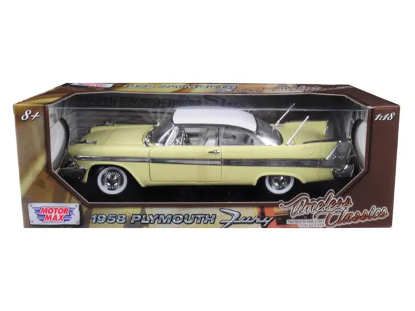 1958 Plymouth Fury "Timeless Classics" Yellow with White Top 1/18 Diecast Model Car by Motormax #3