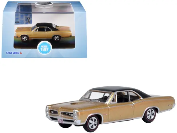 1966 Pontiac GTO Martinique Bronze Metallic with Black Top 1/87 (HO) Scale Diecast Model Car by Oxford Diecast #1