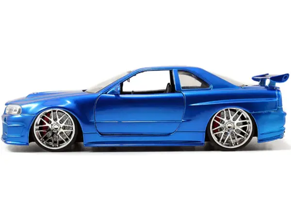 Brian's Nissan GTR Skyline R34 RHD (Right Hand Drive) Blue 25th Anniversary "Fast & Furious" Movie 1/24 Diecast Model Car by Jada #2