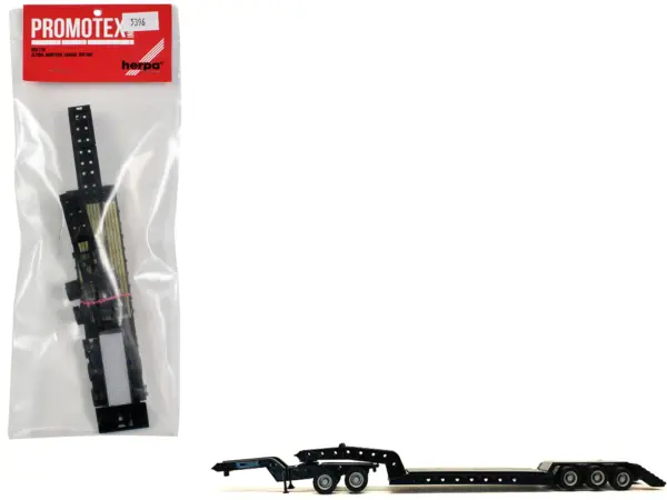 Heavy Equipment Lowboy Trailer with Jeep Black 1/87 (HO) Plastic Model by Promotex #1