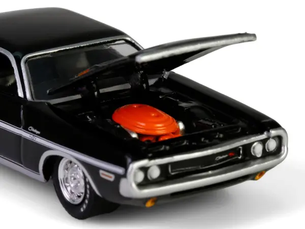 1970 Dodge Challenger R/T 440 Black with White Stripes "Barrett-Jackson" Series 15 1/64 Diecast Model Car by Greenlight #2