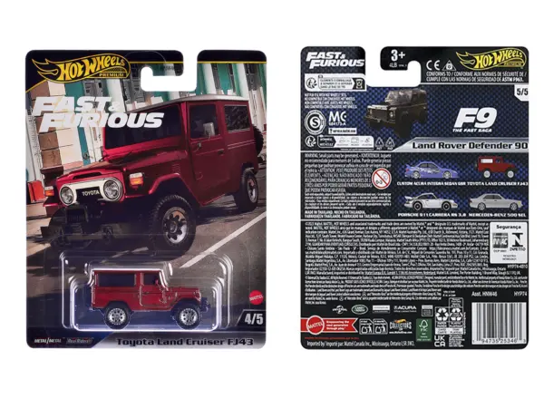 Toyota Land Cruiser FJ43 Red with White Top "The Fate of the Furious" (2017) Movie "Fast & Furious" Series Diecast Model Car by Hot Wheels #3