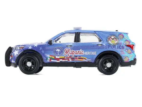 2022 Ford Police Interceptor Utility "Miami Police Department Hispanic Heritage Month" Blue with Graphics "Hobby Exclusive" Series 1/64 Diecast Model Car by Greenlight #2