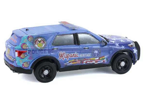 2022 Ford Police Interceptor Utility "Miami Police Department Hispanic Heritage Month" Blue with Graphics "Hobby Exclusive" Series 1/64 Diecast Model Car by Greenlight #3