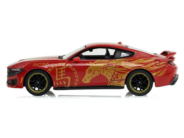 2024 Ford Mustang Dark Horse "Chinese Zodiac 2026 Year of the Horse" Red with Gold Graphics "Hobby Exclusive" Series 1/64 Diecast Model Car by Greenlight #2