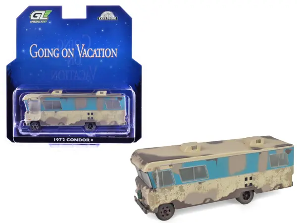 1972 Condor II RV (Recreational Vehicle) "Going on Vacation" Evergreen (Weathered) "Hobby Exclusive" Series 1/64 Diecast Model Car by Greenlight #1