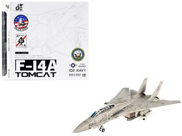 Grumman F-14A Tomcat Fighter Aircraft "VF-41 Black Aces USS Nimitz Gulf of Sidra" (1981) United States Navy 1/72 Diecast Model by JC Wings #1