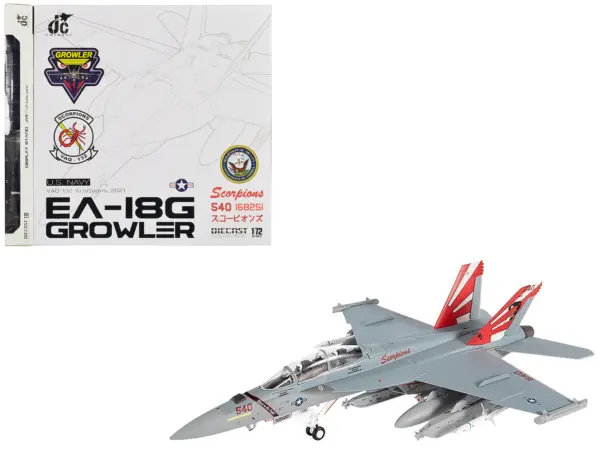 Boeing EA-18G Growler Aircraft "VAQ-132 Scorpions" United States Navy 1/72 Diecast Model by JC Wings #1