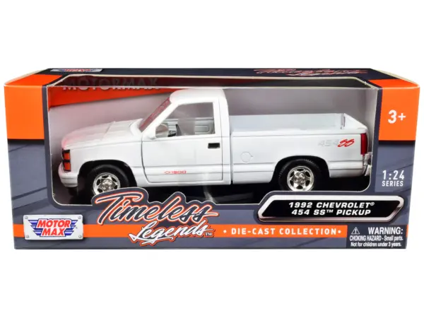 1992 Chevrolet 454 SS Pickup Truck White 1/24 Diecast Model Car by Motormax #2