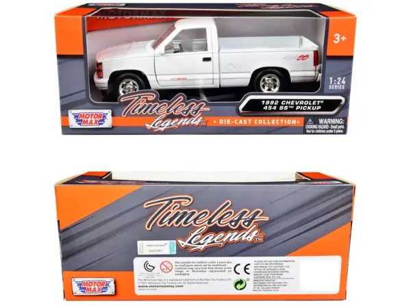 1992 Chevrolet 454 SS Pickup Truck White 1/24 Diecast Model Car by Motormax #4