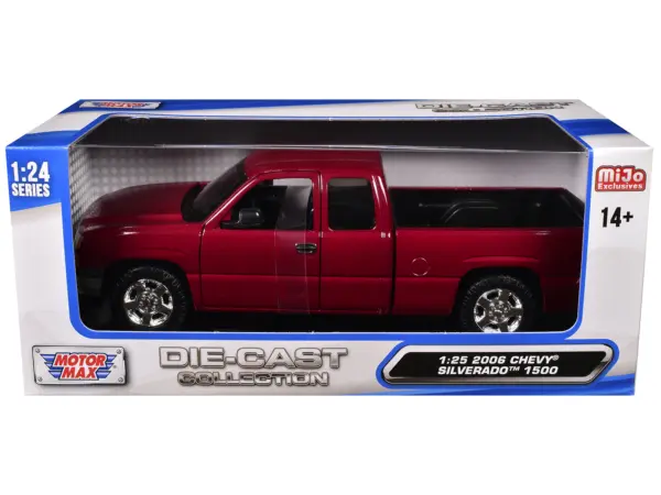2006 Chevrolet Silverado 1500 Pickup Truck Red Metallic "Die-Cast Collection" Series 1/25 Diecast Model Car by Motormax #3