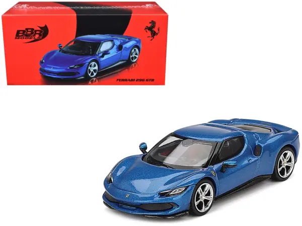 Ferrari 296 GTB Blue Corsa 1/64 Diecast Model Car by BBR #1