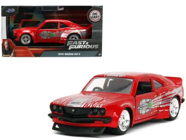 1974 Mazda RX-3 Red with Graphics "Fast & Furious" Series 1/32 Diecast Model Car by Jada #1