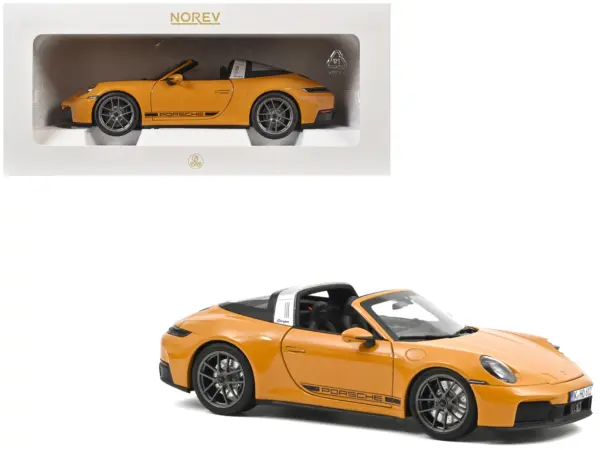 2024 Porsche 911 Targa Bahama Yellow with Black Stripes 1/18 Diecast Model Car by Norev #1