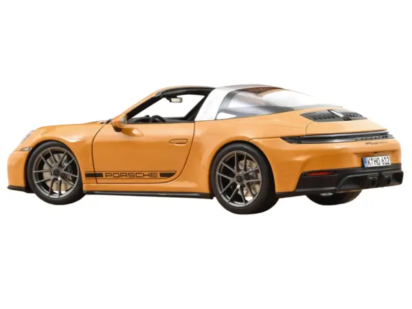 2024 Porsche 911 Targa Bahama Yellow with Black Stripes 1/18 Diecast Model Car by Norev #5
