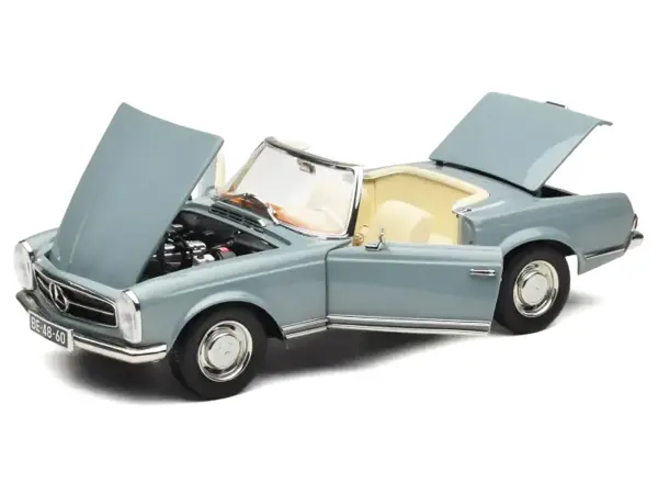 1963 Mercedes-Benz 230 SEL Horizon Blue with Cream Interior 1/18 Diecast Model Car by Norev #2