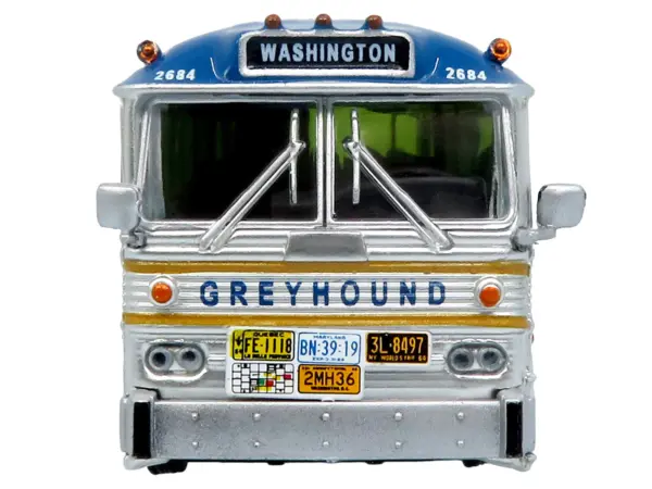 1964 MCI MC-5A Coach Bus "Greyhound Golden Anniversary" Silver with Blue and Gold Stripes "Vintage Bus & Motorcoach Collection" Limited Edition to 504 pieces Worldwide 1/87 (HO) Diecast Model by Iconic Replicas #4