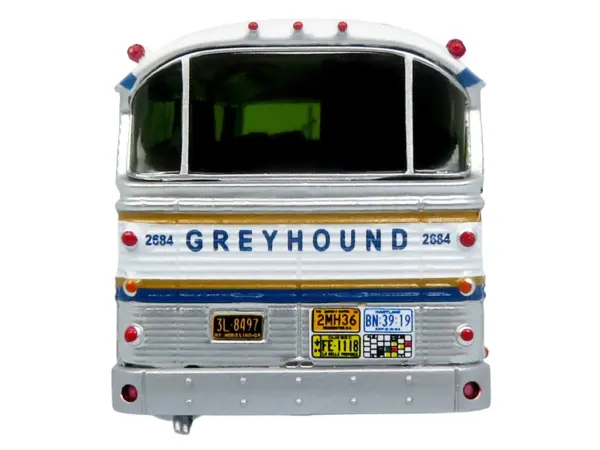 1964 MCI MC-5A Coach Bus "Greyhound Golden Anniversary" Silver with Blue and Gold Stripes "Vintage Bus & Motorcoach Collection" Limited Edition to 504 pieces Worldwide 1/87 (HO) Diecast Model by Iconic Replicas #5