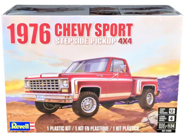 Level 4 Model Kit 1976 Chevrolet Sports Stepside 4x4 Pickup Truck 1/24 Scale Model by Revell #1