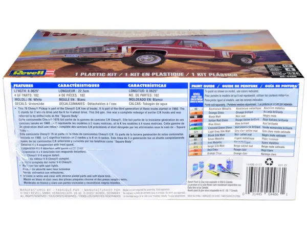 Level 4 Model Kit 1976 Chevrolet Sports Stepside 4x4 Pickup Truck 1/24 Scale Model by Revell #3