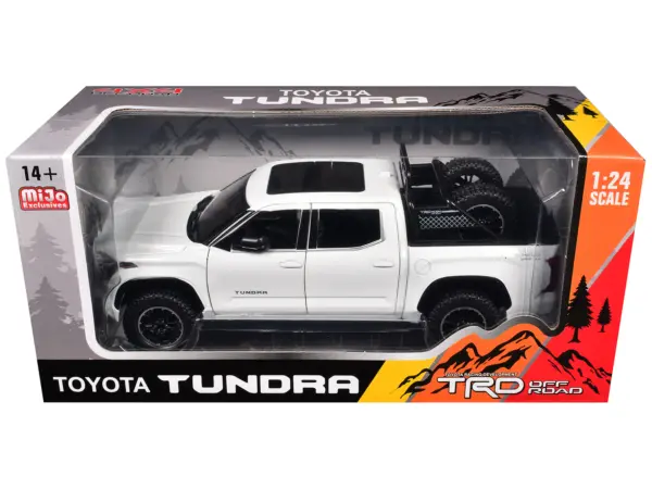 2023 Toyota Tundra TRD 4x4 Pickup Truck White Metallic with Sunroof and Wheel Rack 1/24 Diecast Model Car #3