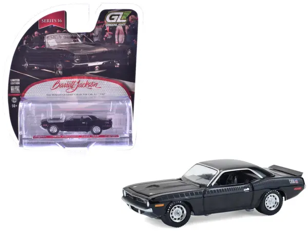 1970 Plymouth 'Cuda AAR Black with Gray Stripes "Barrett-Jackson" Series 16 1/64 Diecast Model Car by Greenlight #1