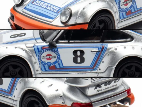 RWB 964 #8 "Ichiban Boshi - Martini Racing" Silver Metallic with Stripes 1/64 Diecast Model Car by Model Model #3