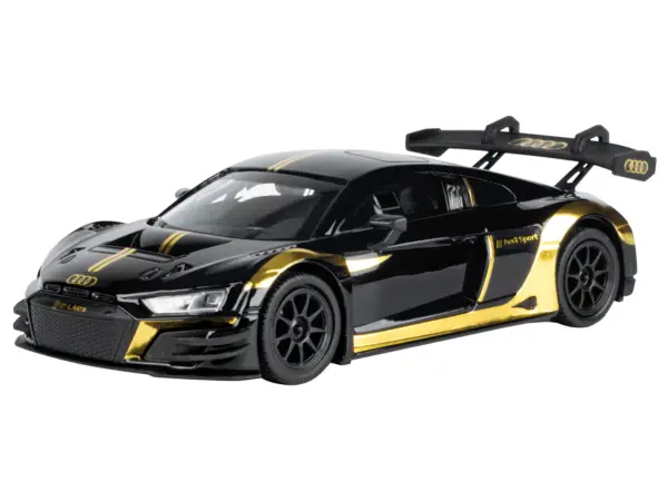 Audi R8 LMS GT3 Black with Gold Stripes and Graphics "Midnight Eclipse" Series 1/24 Diecast Model Car by Motormax #2