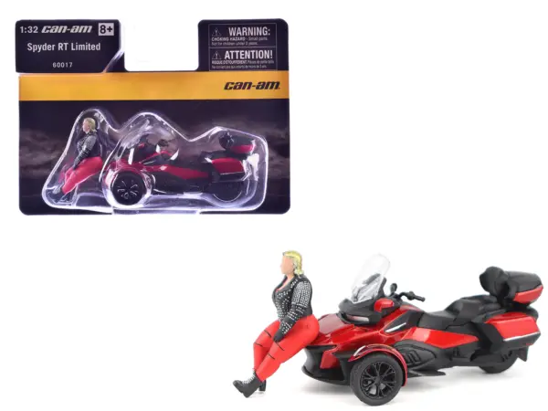 Can-Am Spyder RT Limited 3-Wheel Motorcycle Deep Marsala Red Metallic with Driver Figure 1/32 Diecast Model by BRP Models #1