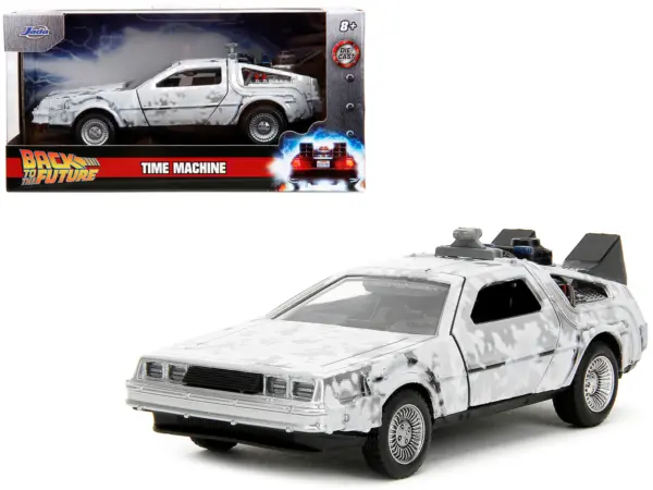 DMC DeLorean Time Machine Brushed Metal (Frost Version) "Back to the Future" (1985) Movie "Hollywood Rides" Series 1/32 Diecast Model Car by Jada #1