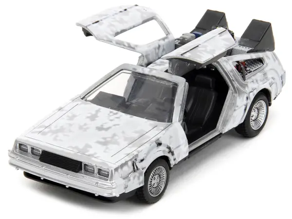 DMC DeLorean Time Machine Brushed Metal (Frost Version) "Back to the Future" (1985) Movie "Hollywood Rides" Series 1/32 Diecast Model Car by Jada #2