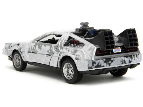 DMC DeLorean Time Machine Brushed Metal (Frost Version) "Back to the Future" (1985) Movie "Hollywood Rides" Series 1/32 Diecast Model Car by Jada #5