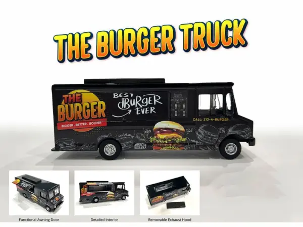Food Truck "The Burger Truck" Black with Graphics 1/64 Diecast Model by American Diorama #3