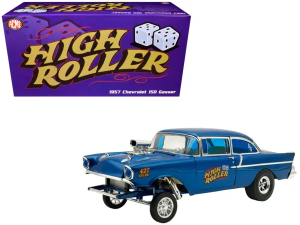 1957 Chevrolet 150 Gasser "High Roller" Blue Metallic Limited Edition to 300 pieces Worldwide 1/18 Diecast Model Car by ACME #1