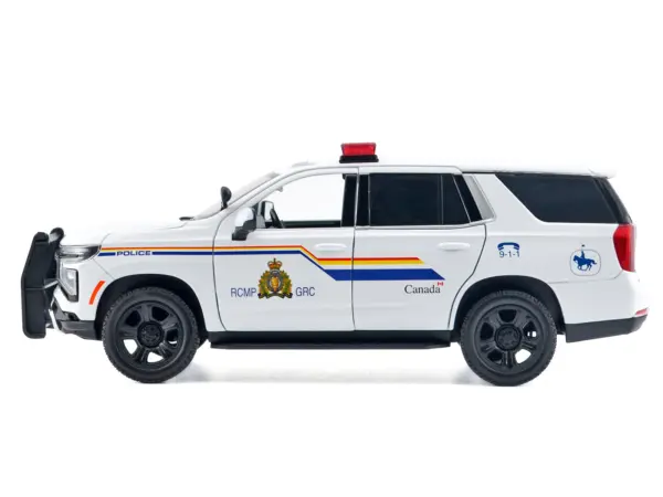 2025 Chevrolet Tahoe PPV "RCMP (Royal Canadian Mounted Police)" White with Stripes with Flashing Light Bar and Front and Rear Lights and Sounds 1/24 Diecast Model Car by Motormax #2