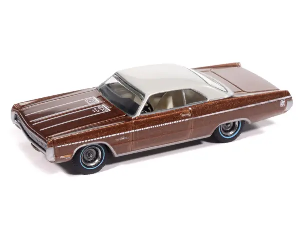 1971 Plymouth Sport Fury GT Autumn Bronze Metallic with White Graphics and Top "Vintage Muscle" Series 1/64 Diecast Model Car by Auto World #2