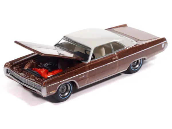 1971 Plymouth Sport Fury GT Autumn Bronze Metallic with White Graphics and Top "Vintage Muscle" Series 1/64 Diecast Model Car by Auto World #3