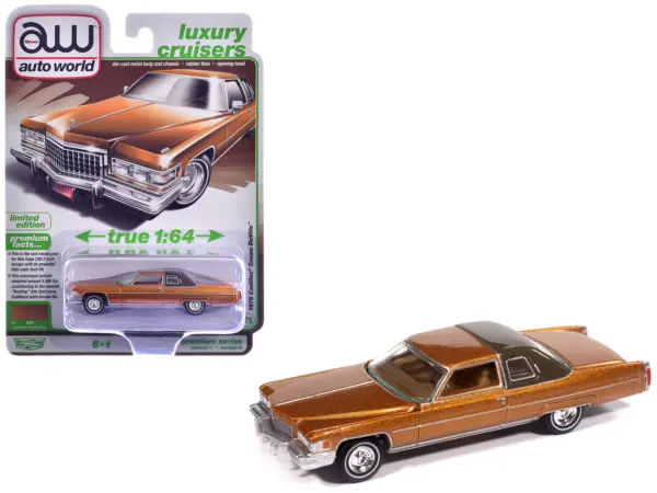 1976 Cadillac Coupe DeVille Amberlite Firemist Metallic "Luxury Cruisers" Series 1/64 Diecast Model Car by Auto World #1