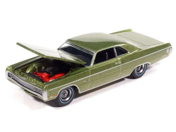 1971 Plymouth Sport Fury GT Amber Sherwood Green Metallic with White Graphics "Vintage Muscle" Series 1/64 Diecast Model Car by Auto World #3