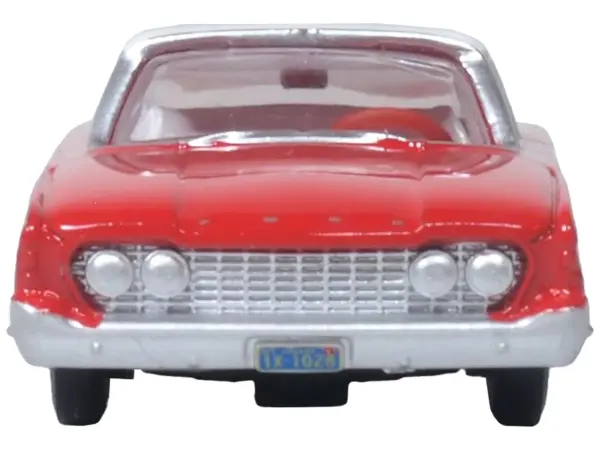1960 Ford Fairlane Sedan 500 Monte Carlo Red with Corinthian White Top and Interior 1/87 (HO) Scale Diecast Model Car by Oxford Diecast #3