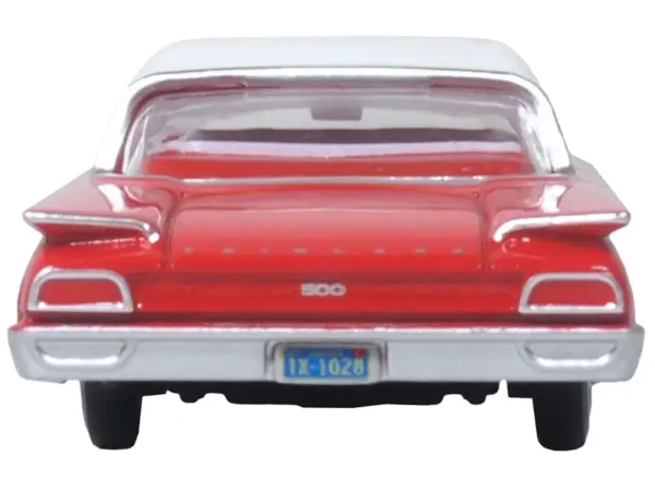 1960 Ford Fairlane Sedan 500 Monte Carlo Red with Corinthian White Top and Interior 1/87 (HO) Scale Diecast Model Car by Oxford Diecast #4