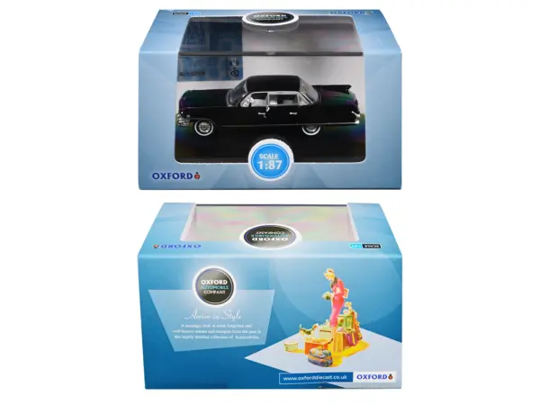 1961 Cadillac Sedan DeVille Ebony Black with White Interior 1/87 (HO) Scale Diecast Model Car by Oxford Diecast #2