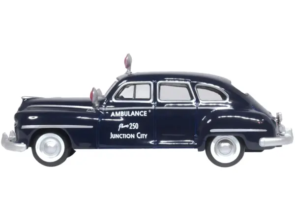 1946 DeSoto Suburban Ambulance Dark Blue "Junction City Ambulance" 1/87 (HO) Scale Diecast Model Car by Oxford Diecast #2
