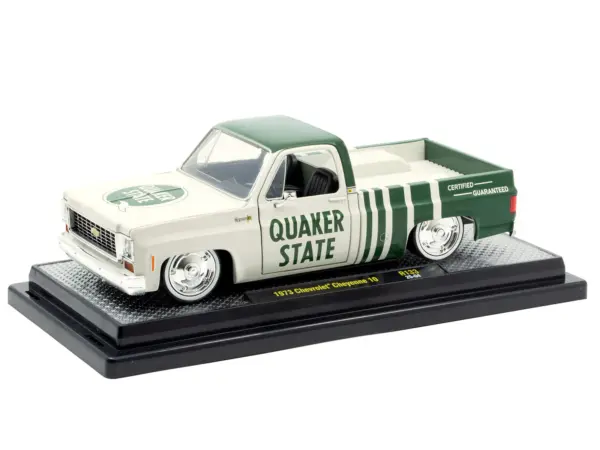 1973 Chevrolet Cheyenne 10 Pickup Truck "Quaker State" Beige and Green Limited Edition to 9600 pieces Worldwide 1/24 Diecast Model Car by M2 Machines #2