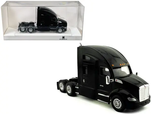 Kenworth T680 Sleeper Cab Black 1/87 (HO) Plastic Model Car by HO Logistics #1