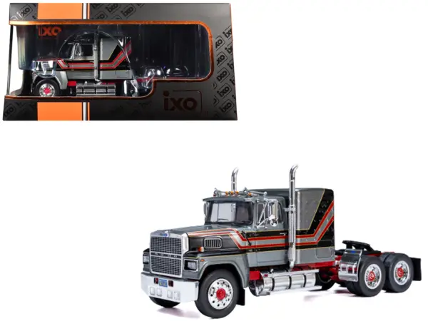 1978 Ford LTL 9000 Truck Tractor Gray Metallic with Red and Black Stripes 1/43 Diecast Model by IXO Models #1