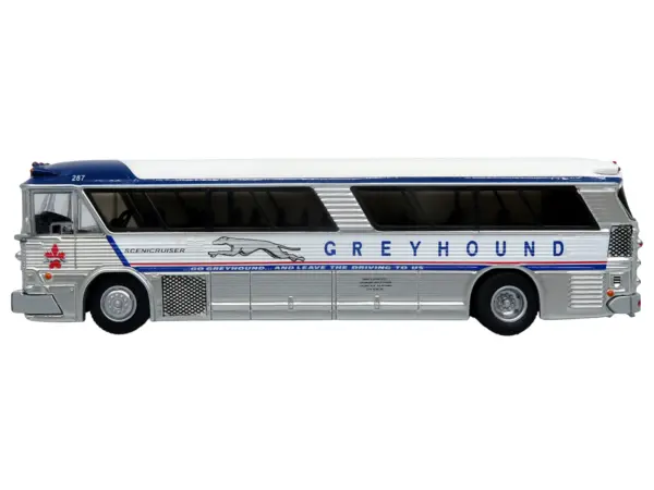 1964 MCI MC-5A Coach Bus "Greyhound Canada" White with Blue Stripes "Vintage Bus & Motorcoach Collection" Limited Edition to 504 pieces Worldwide 1/87 (HO) Diecast Model by Iconic Replicas #2