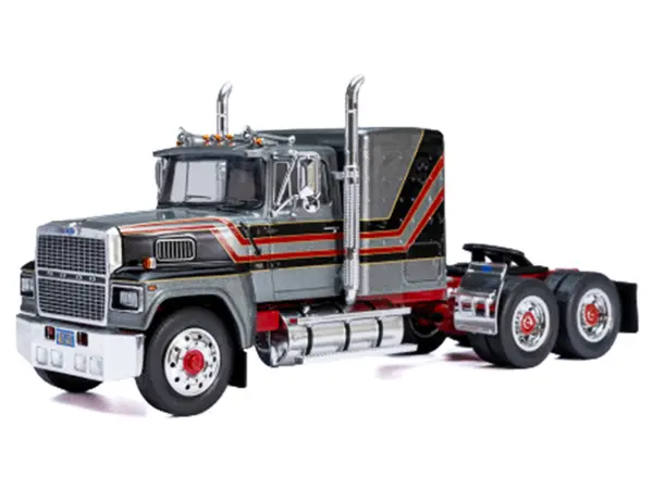 1978 Ford LTL 9000 Truck Tractor Gray Metallic with Red and Black Stripes 1/43 Diecast Model by IXO Models #2